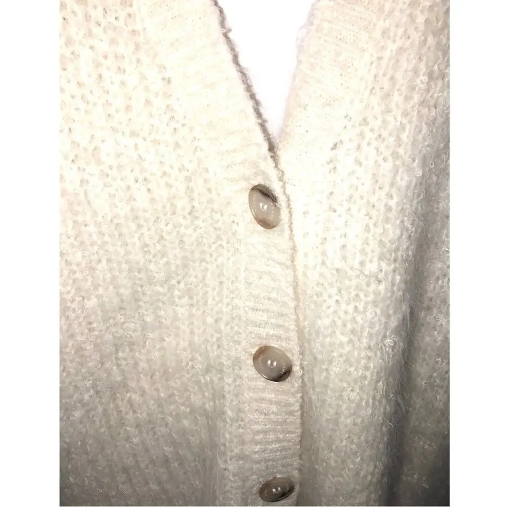 Frame Denim Lounge Cardi in Off White Alpaca Large NWT